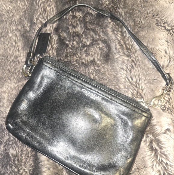 Coach Black Leather Wristlet - Picture 1 of 4